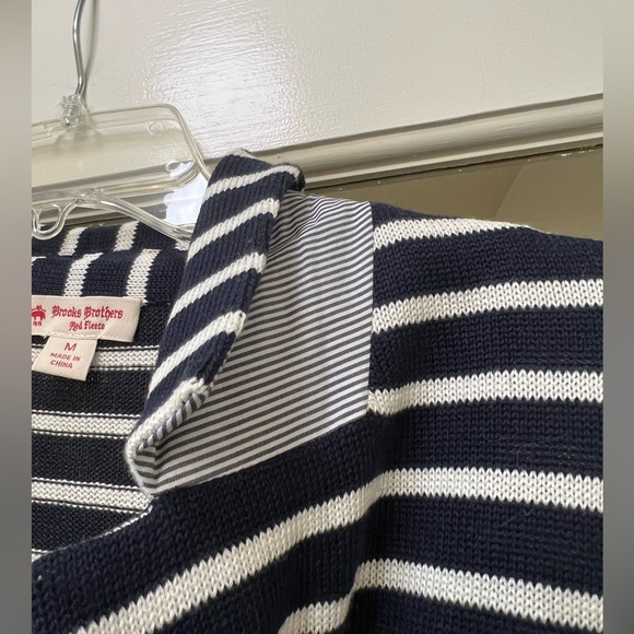 BROOKS BROTHERS Navy Blue White Nautical Boat Anchor Sweater Jacket~M - Picture 3 of 6